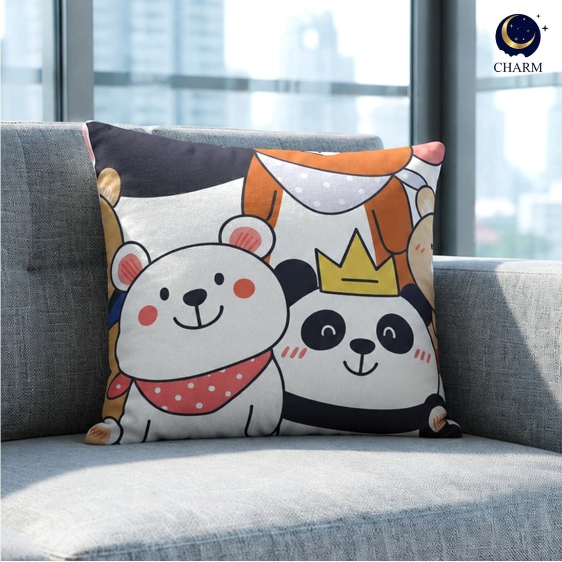 หมอนอิง CHARM 20.5X20.5 นิ้ว ลาย FAMILY BEAR_8
